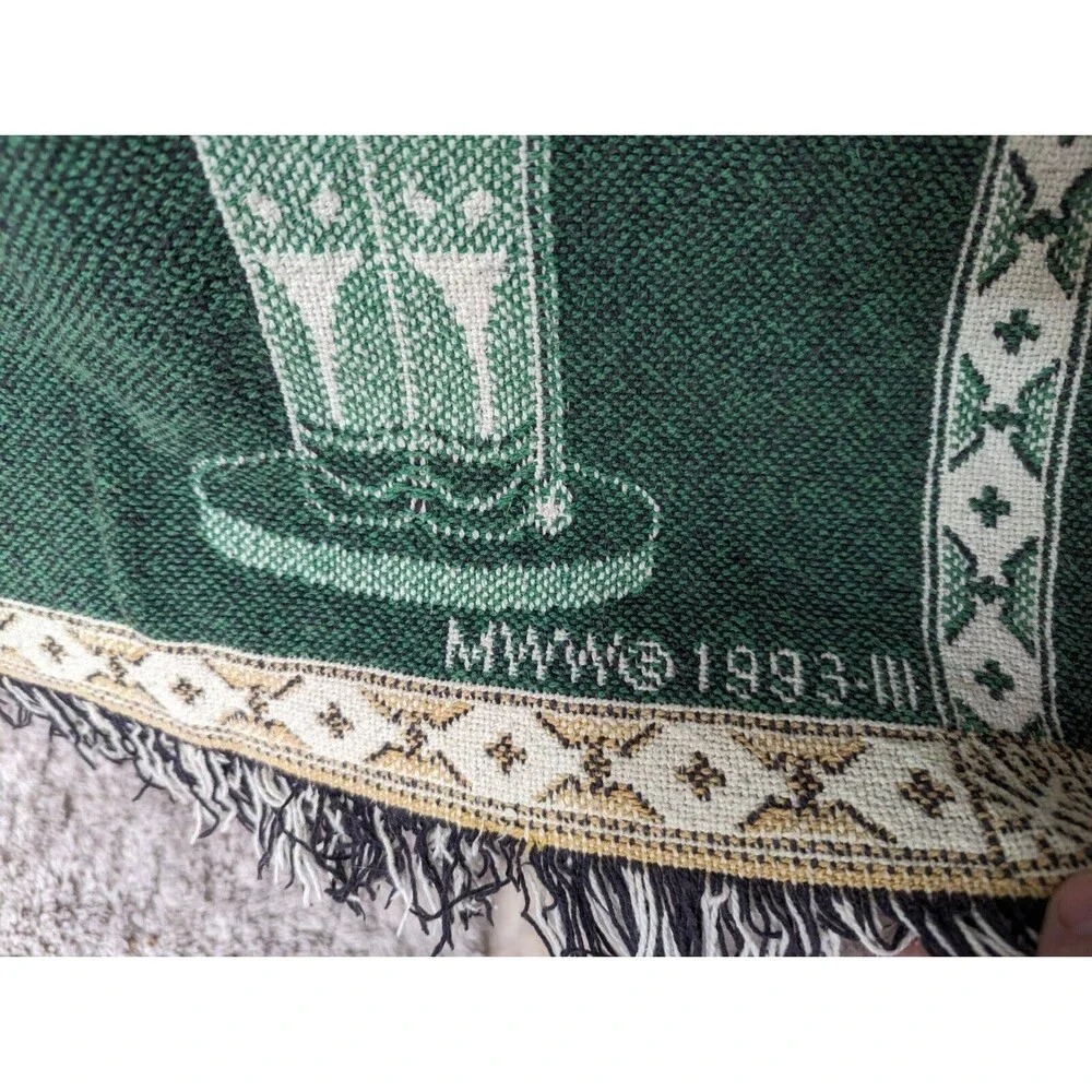 Vintage 1993 MWW Woven Christmas Throw Blanket Nutcrackers Colorful & Ballerina